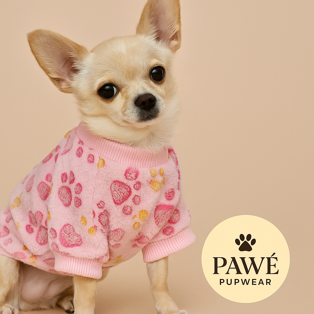 PAWÉ Pink Pawprint Plush Sweater